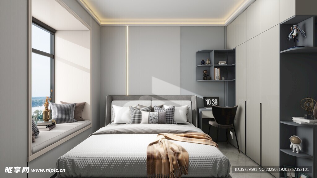 简约现代风卧室室内场景