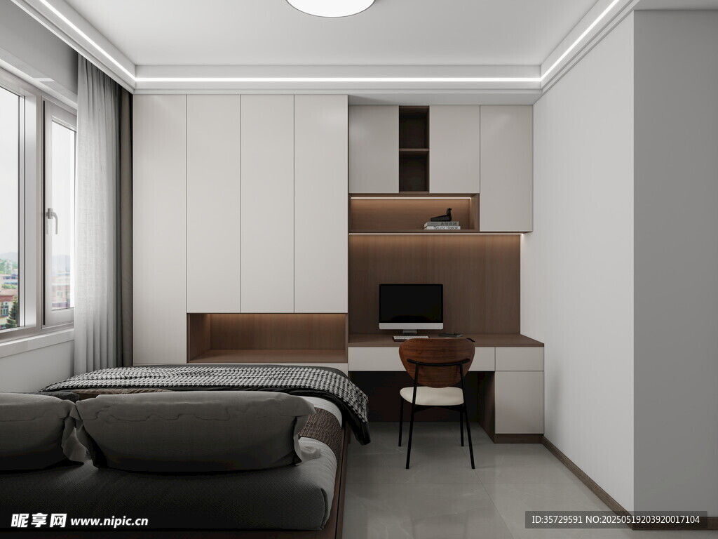 现代简约风卧室一体化设计