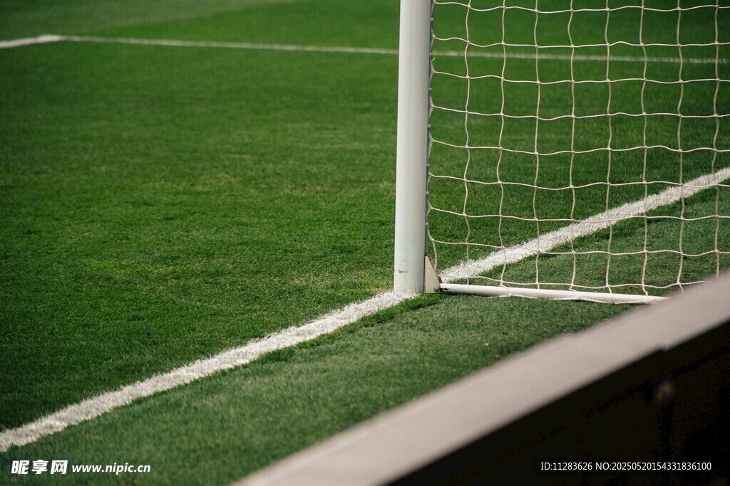 绿茵场足球门特写