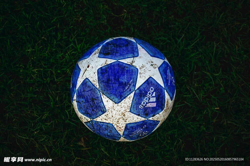 蓝白足球特写
