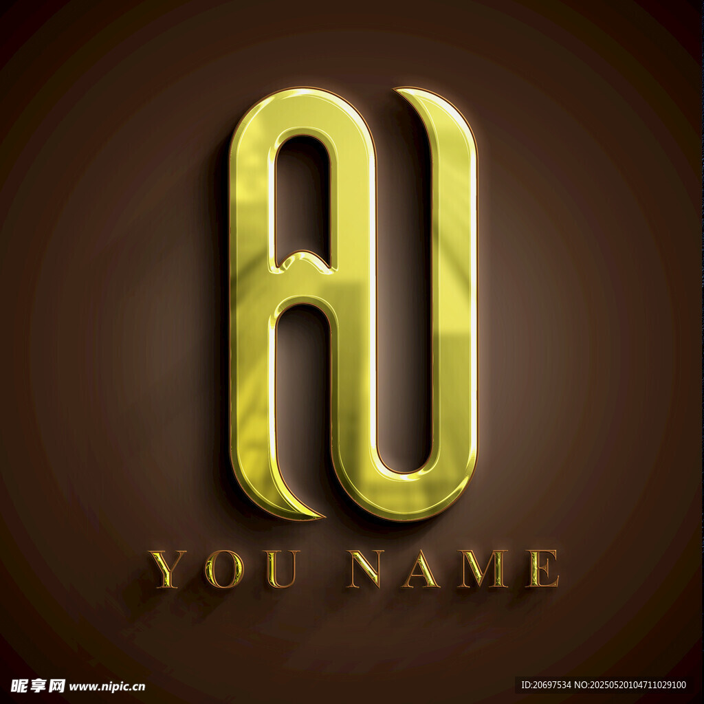 金色字母标志设计样机