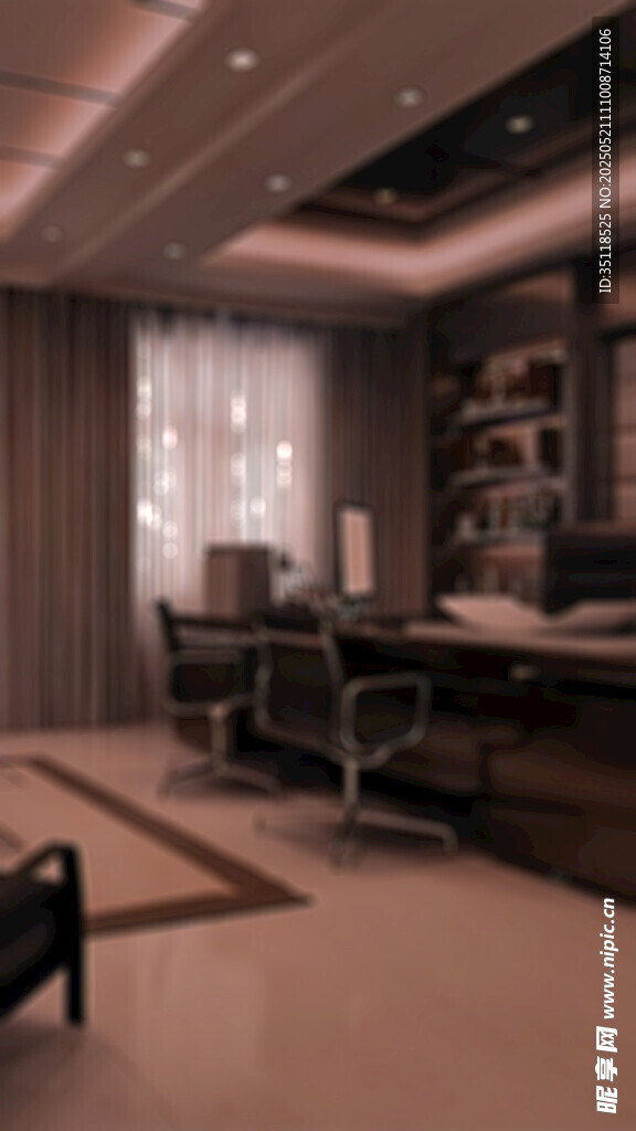 现代风格书房室内场景