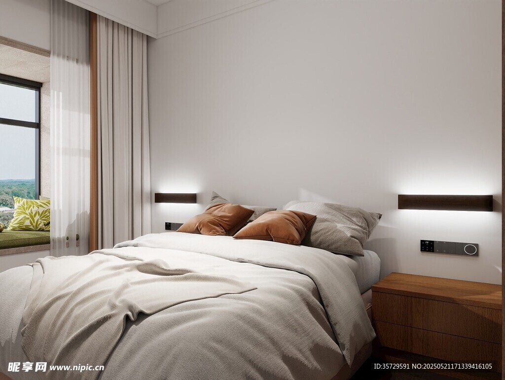 简约现代风格温馨卧室一角