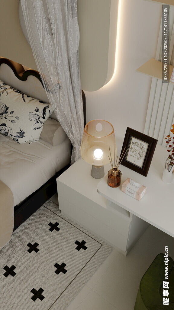 简约风卧室一角温馨场景