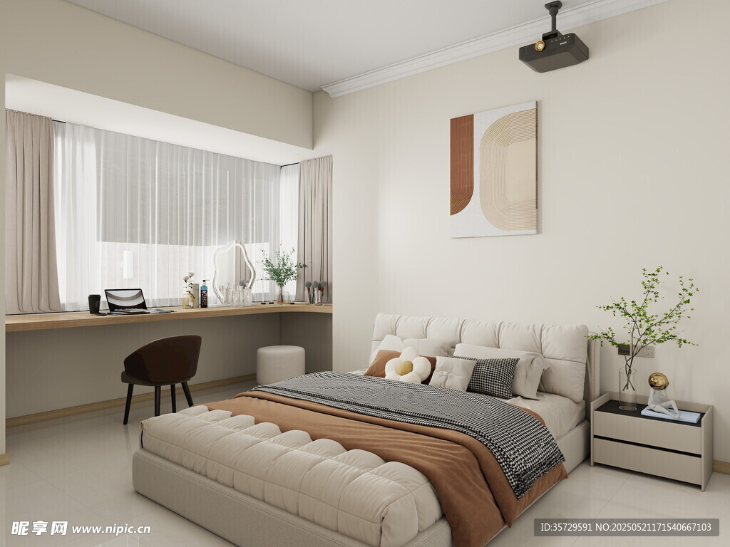 简约温馨卧室室内场景