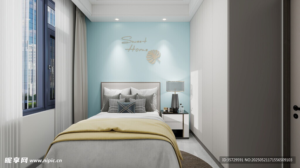 简约现代风格温馨卧室空间