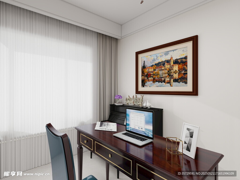 现代简约风格书房一角