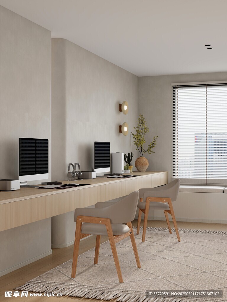 现代简约风双人办公空间