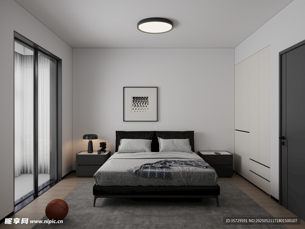 现代简约风卧室室内场景