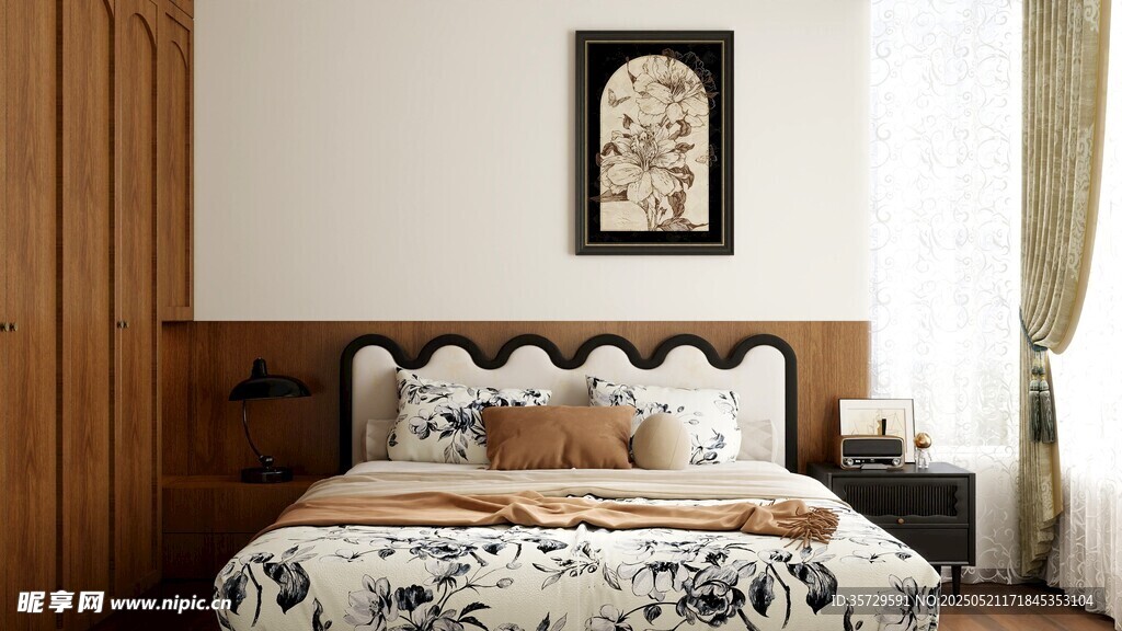 简约温馨卧室床铺展示