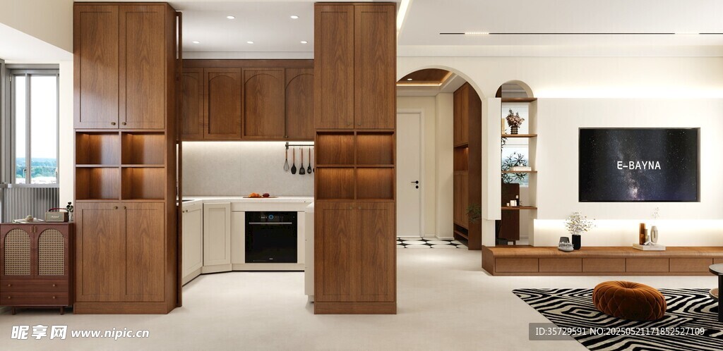 现代简约风开放式厨房客厅