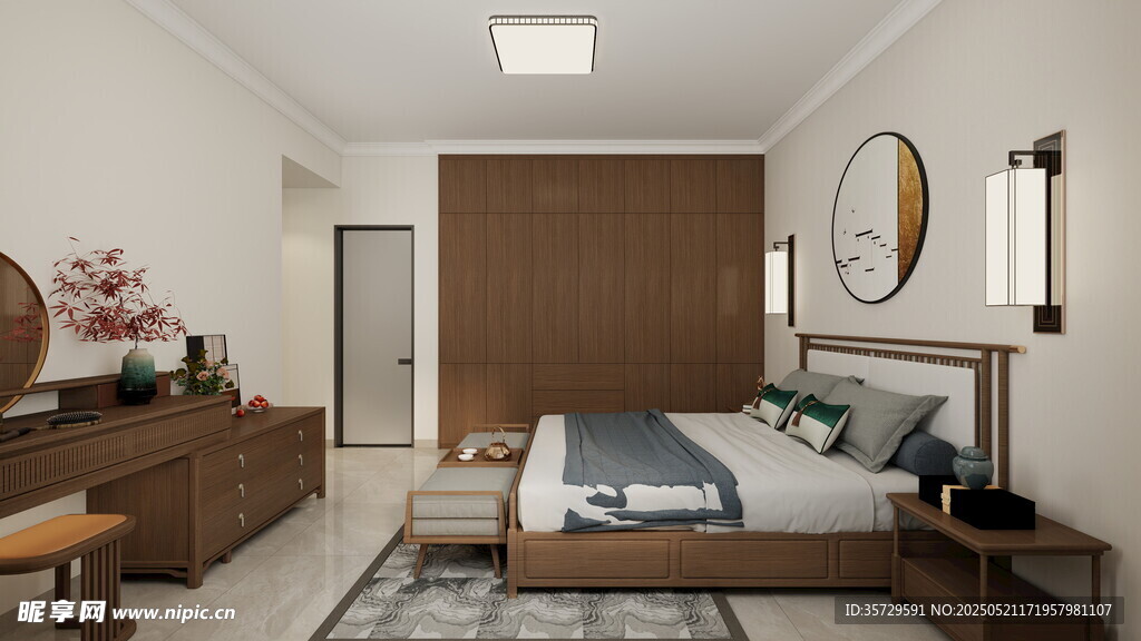 现代简约风卧室室内场景