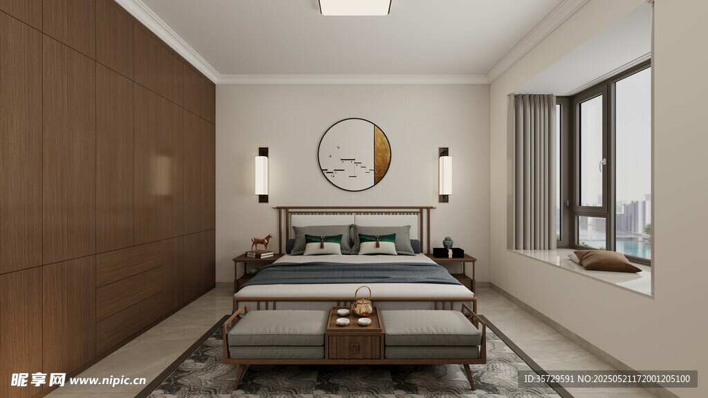 现代简约风卧室室内场景