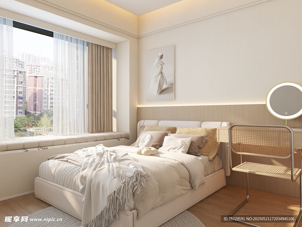 简约温馨卧室室内场景