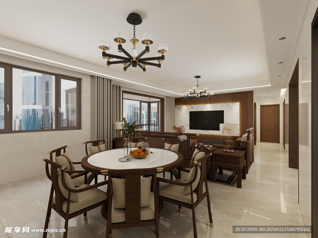 现代简约风客厅餐厅一体空间