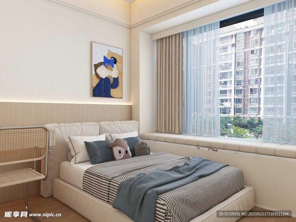 现代简约风温馨卧室一角