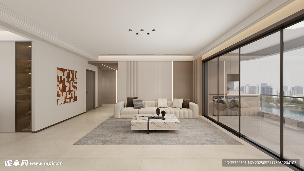 现代简约风格宽敞客厅空间