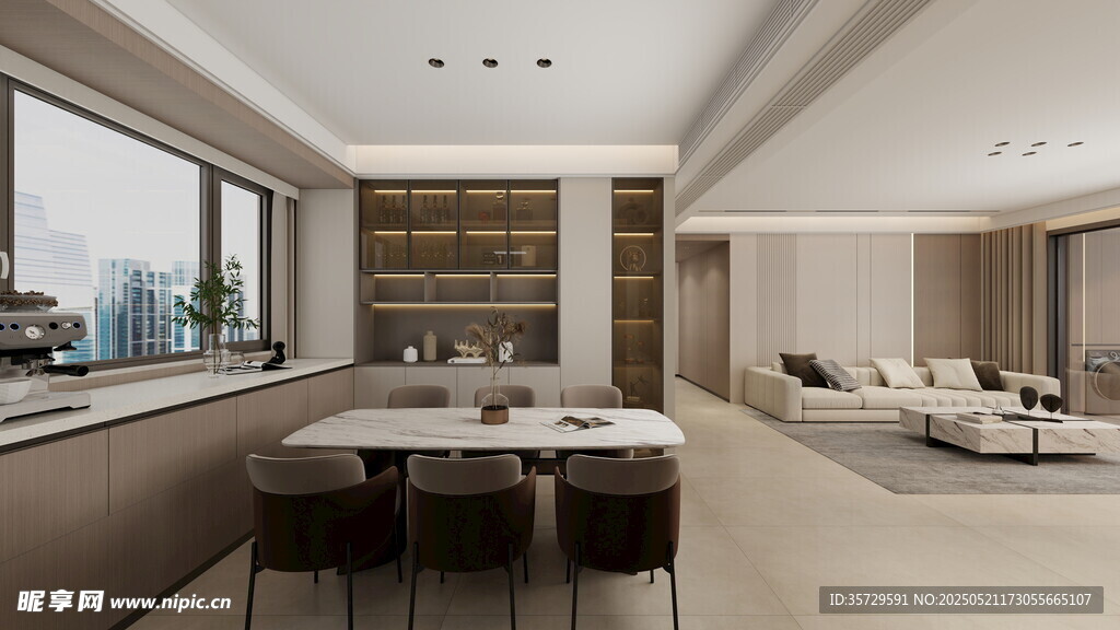 现代简约风格餐厅客厅空间