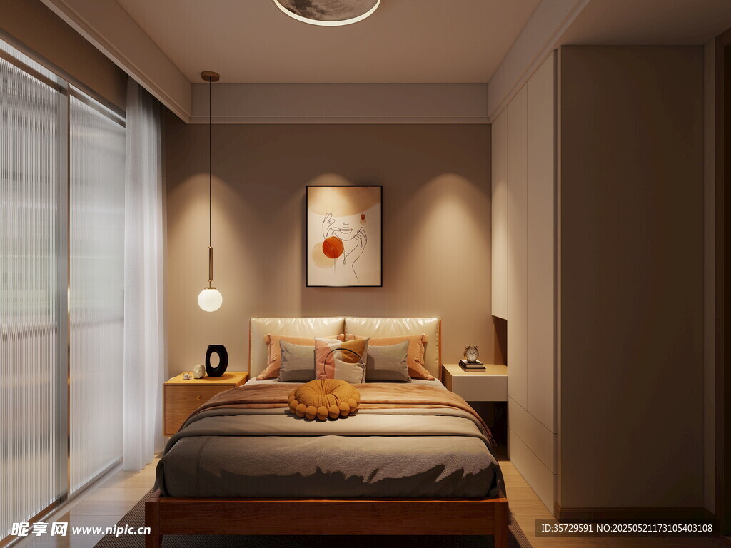 简约温馨卧室室内场景