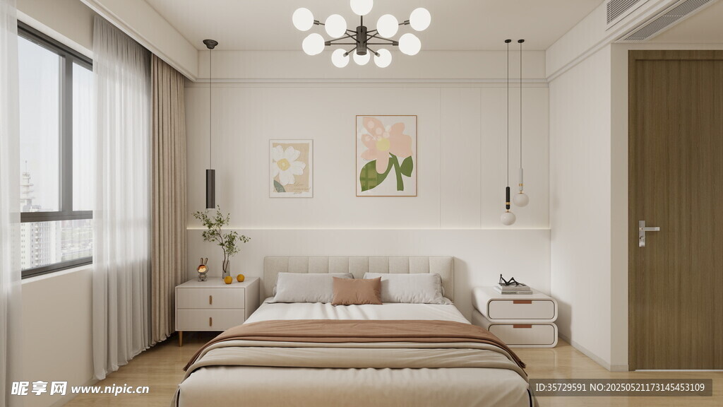 简约温馨卧室室内场景