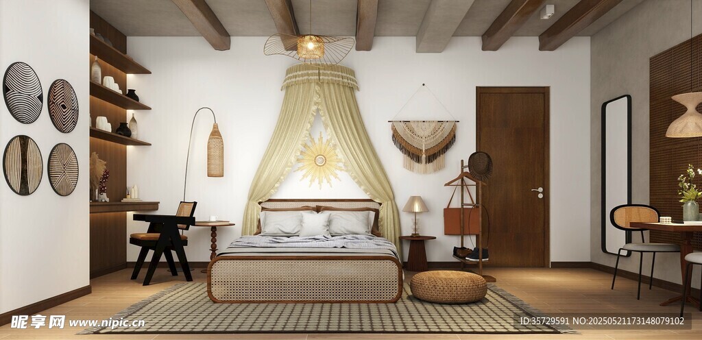 复古风卧室温馨舒适空间