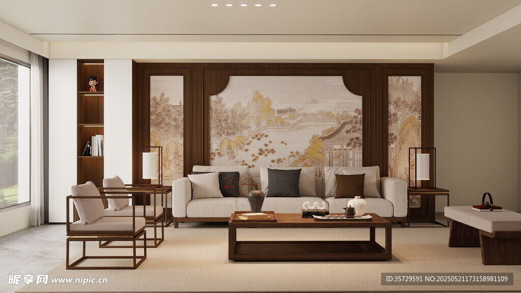 中式典雅客厅室内场景