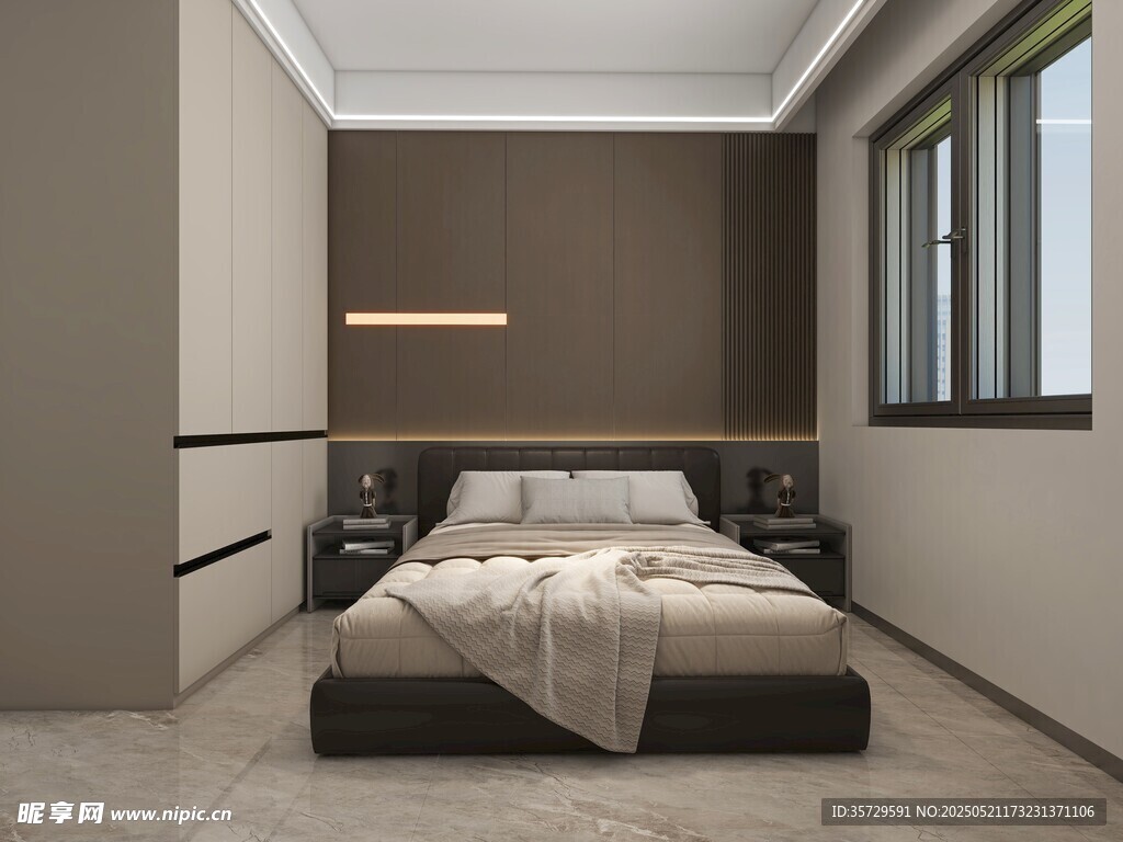 现代简约风卧室室内场景