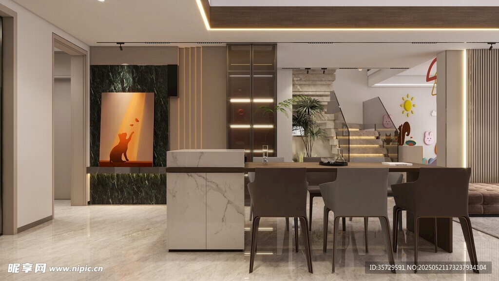 现代简约风开放式餐厅空间