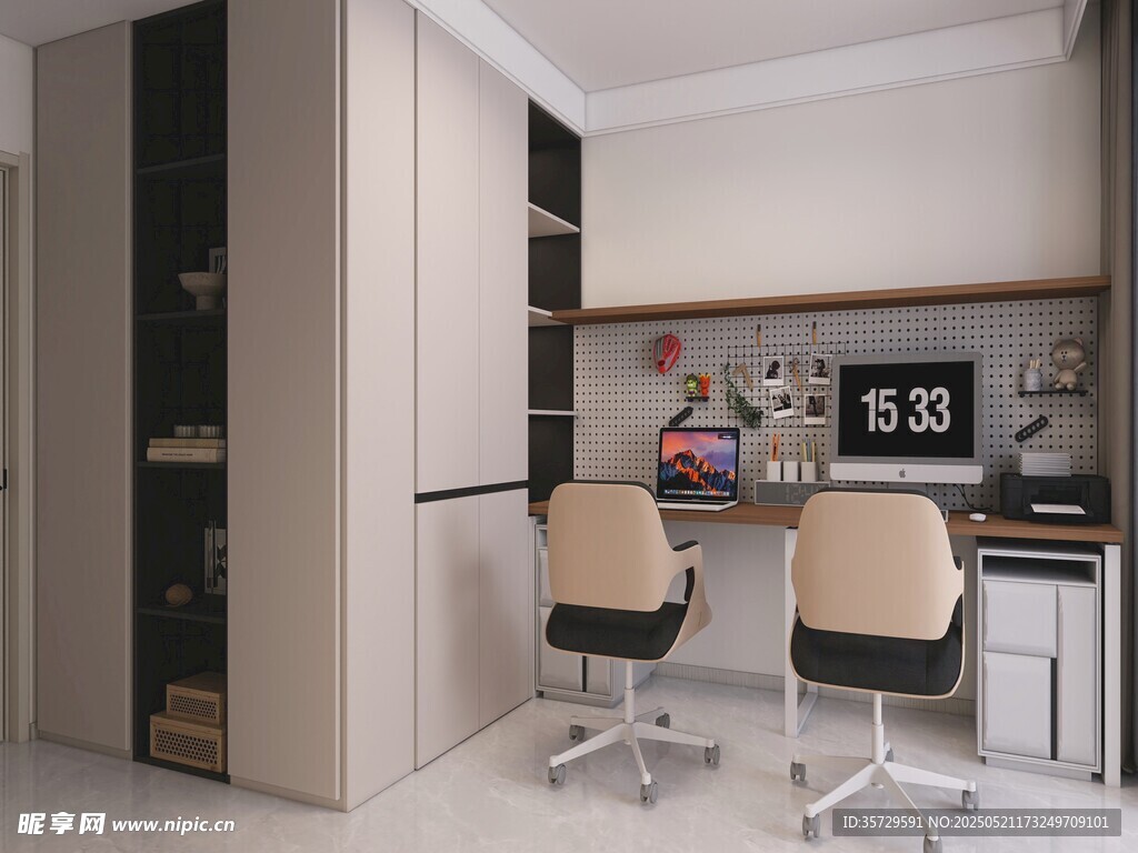 现代简约风书房办公区域