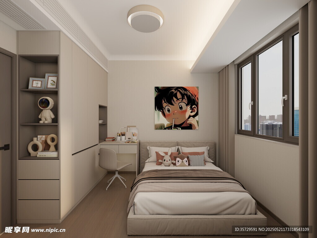 简约现代风儿童卧室空间