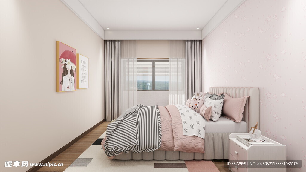 简约温馨卧室室内场景