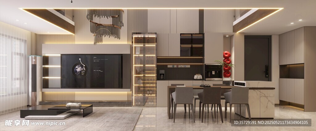 现代简约风格客厅餐厅一体