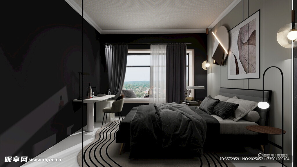 现代简约风卧室室内设计