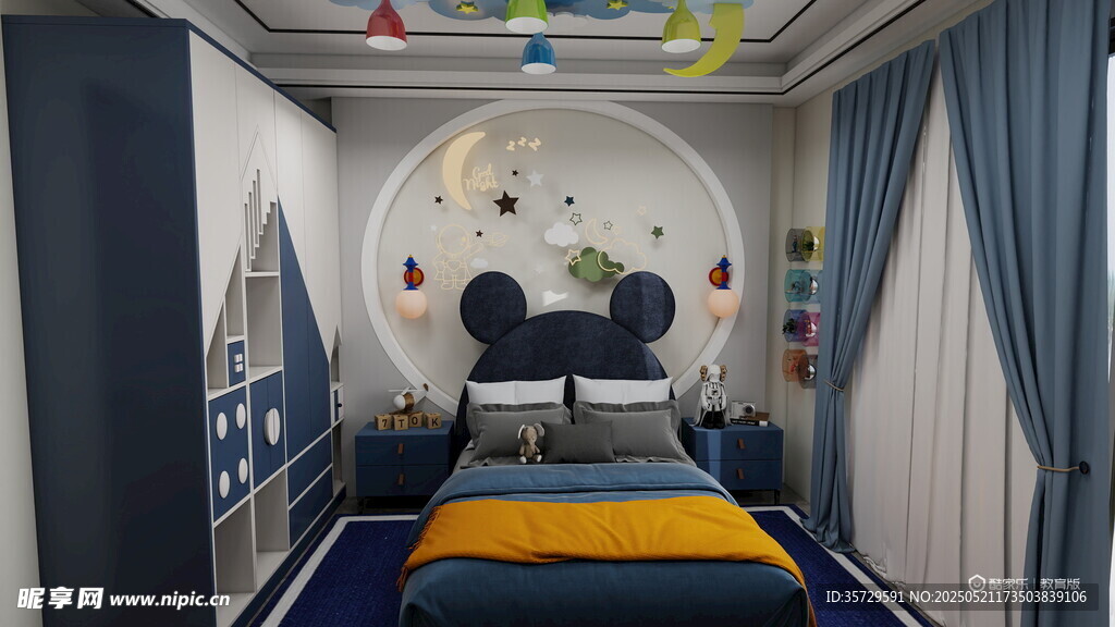 梦幻太空主题儿童卧室