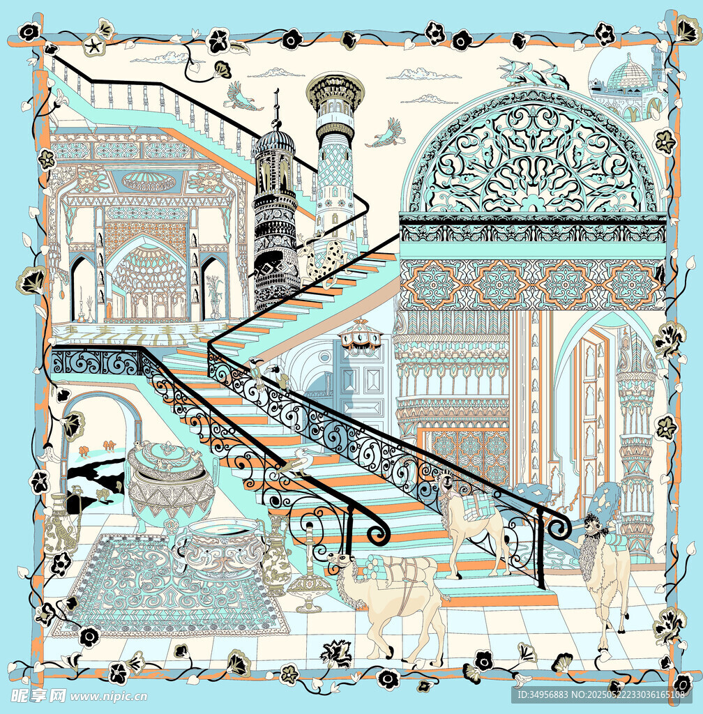 复古风格华丽室内楼梯图景