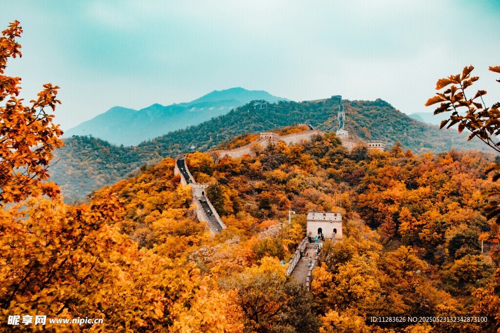 秋日长城美景如画
