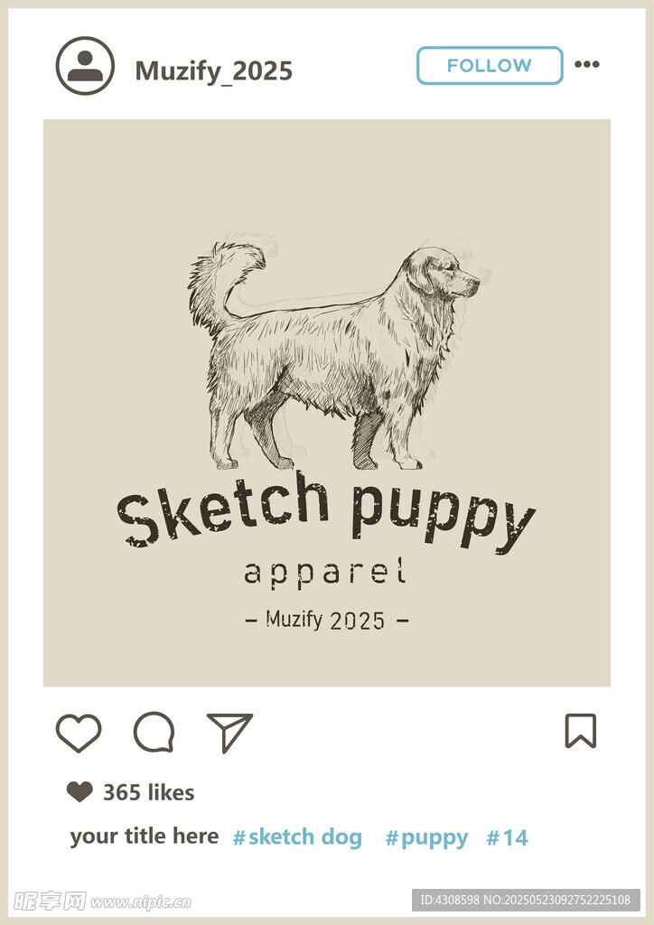 金毛猎犬 手绘稿