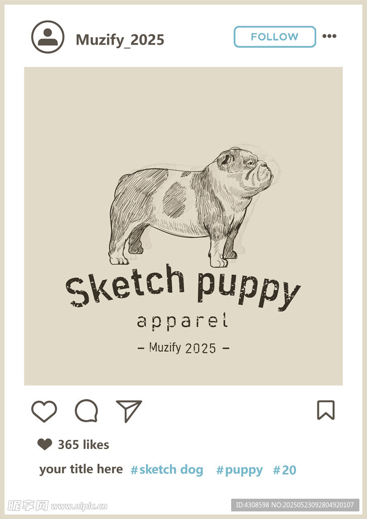 英国斗牛犬 手绘稿