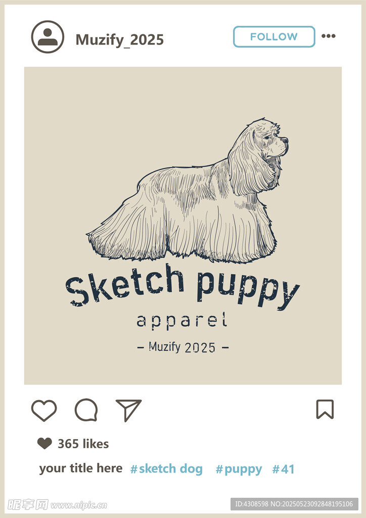 美国可卡犬 手绘稿