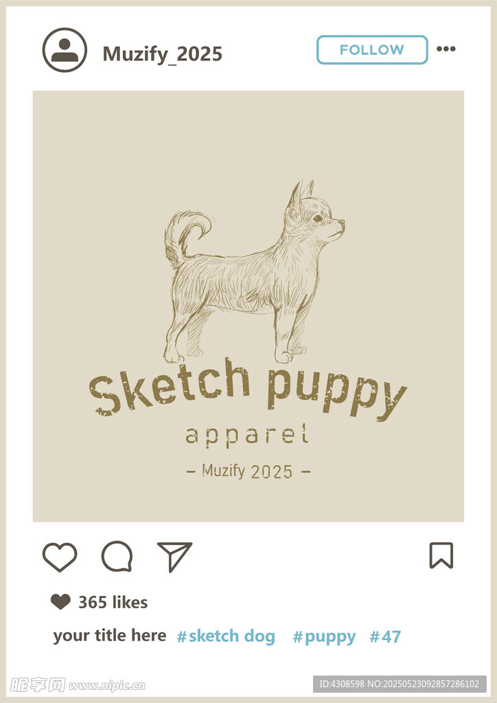 小型葡萄牙波登可犬 手绘稿