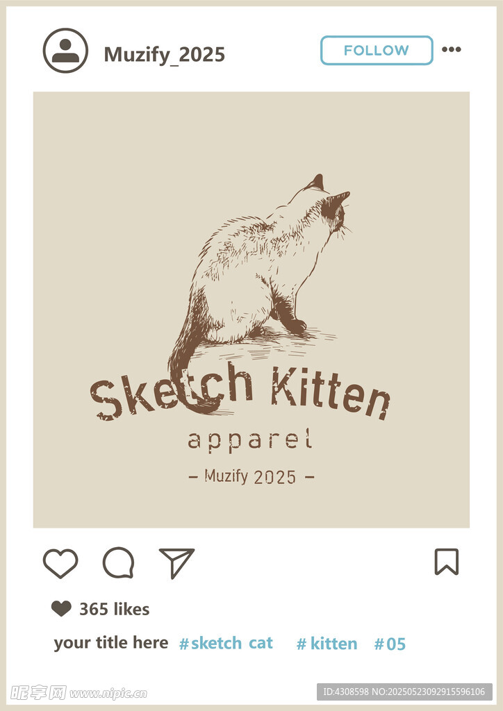 暹罗猫素描头像