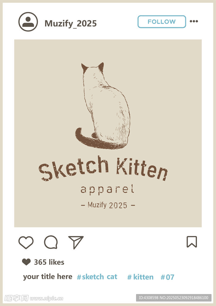 暹罗猫素描画 背影