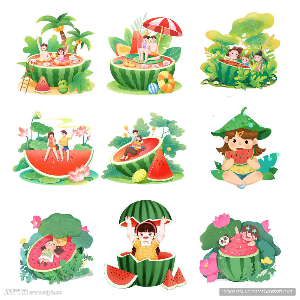 夏日卡通水果人物插画集