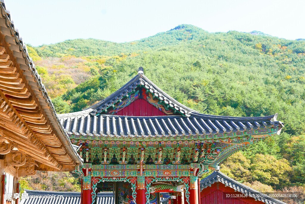 传统韩式建筑屋顶景观