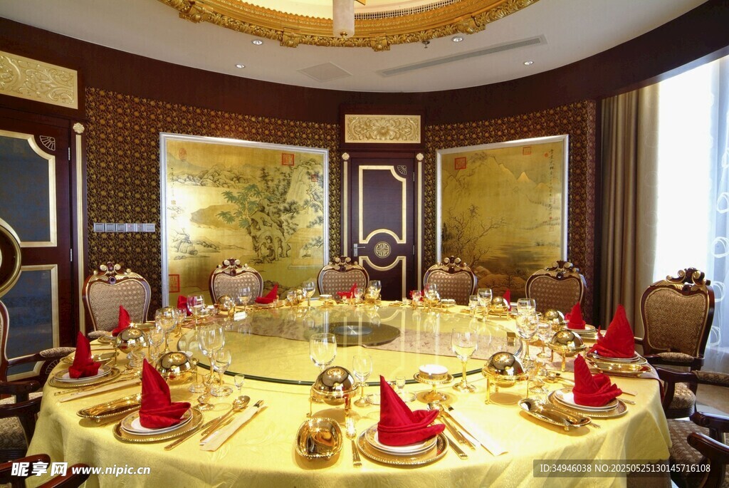 豪华中式圆桌宴会场景