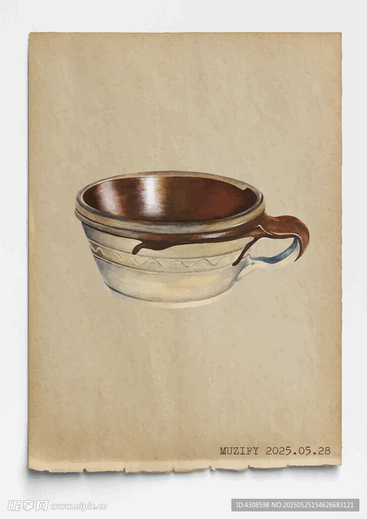 复古 粗陶浅口茶杯 