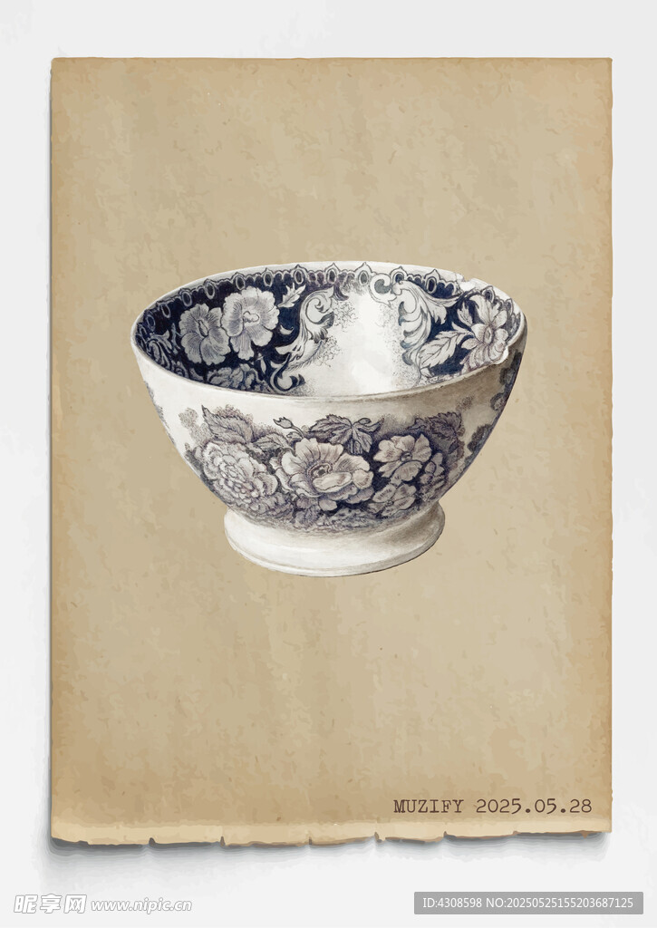 古董 花纹陶瓷碗