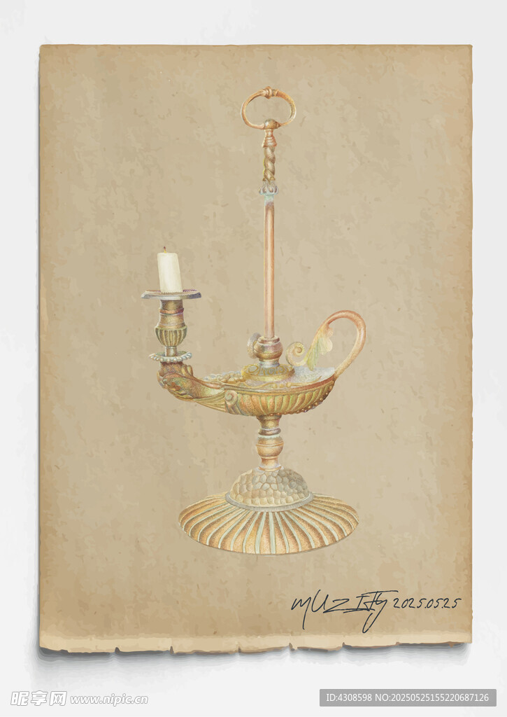 复古金器宽底蜡烛摆台