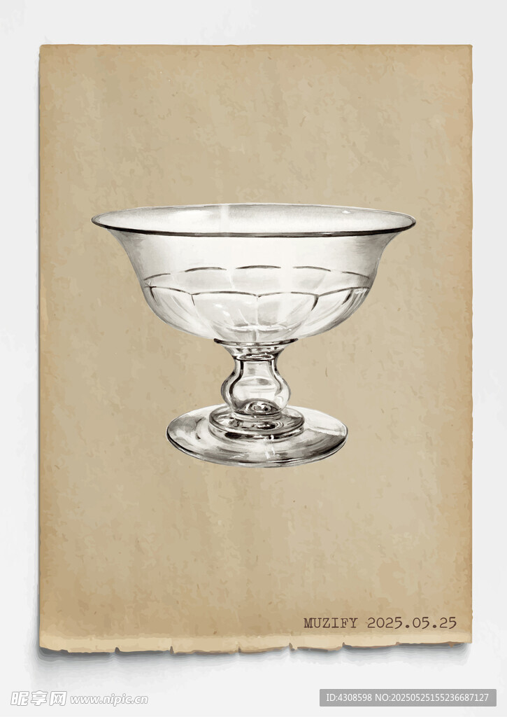 宽沿玻璃酒杯 图稿