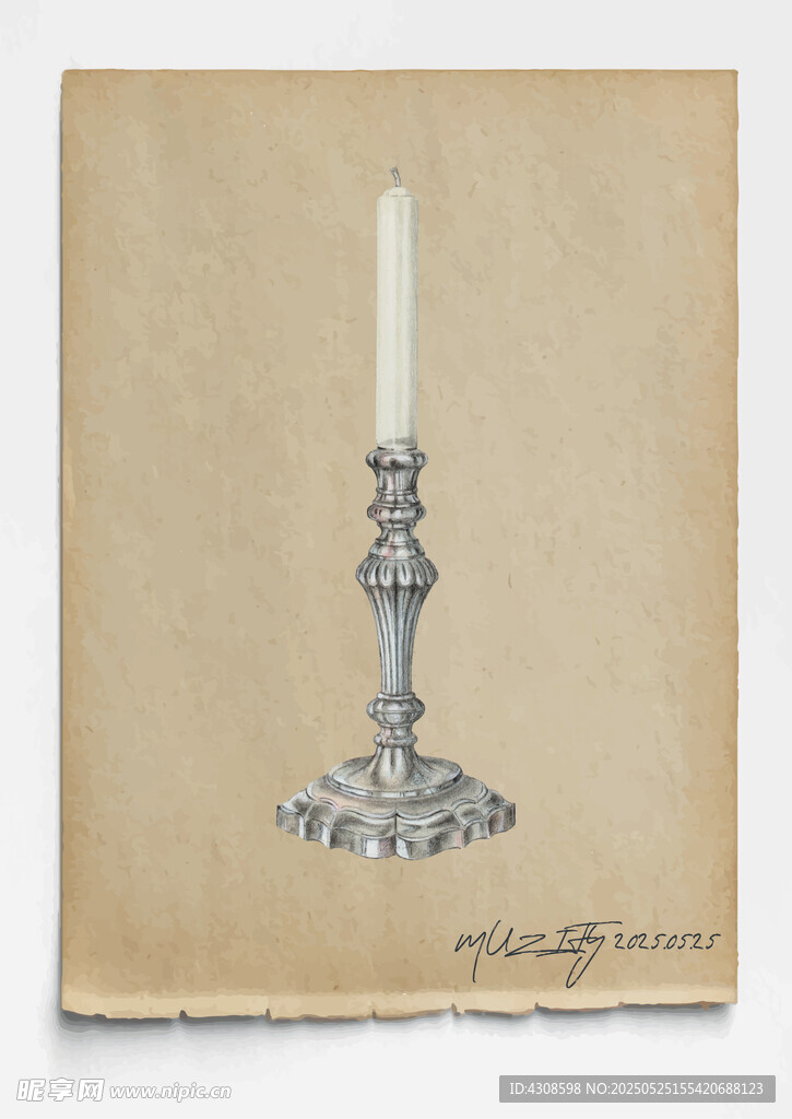 复古银器蜡烛摆台